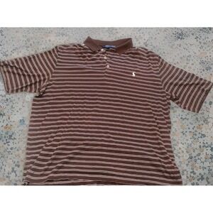 Ralph Lauren Polo Golf 100 % Pima Cotton Polo Shirt L Men's Brown Tan Striped